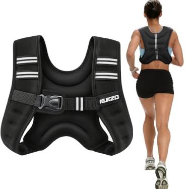 Imagem de KUKZO Colete feminino com peso de 2,7 kg, colete para caminhada, treinamento de força corporal e peso para homens, colete de fitness com listras refletivas para treino, corrida, corrida