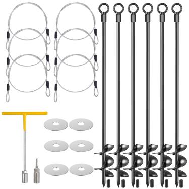 Imagem de hannger 6 peças de âncoras de solo de 76 cm kit de âncoras de galpão resistente de aço sólido de 12 mm, hélice de giro triplo para galpões, garagem, dossel, gazebo, trampolim, casa móvel