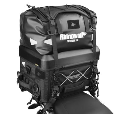Imagem de Rhinowalk Bolsa traseira de motocicleta 36L multifuncional à prova d'água tática para viagem com bolsa esportiva à prova d'água 36L com alças Sissy Bar - preta