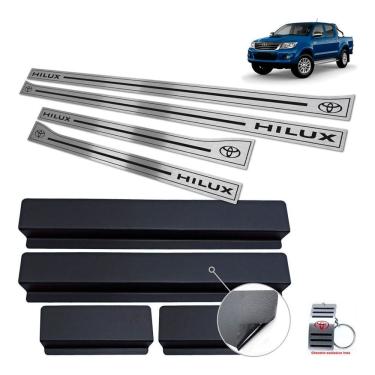 Imagem de Soleira Em Aço Inox Hilux 2006 A 2012 Preto Baixo Relevo