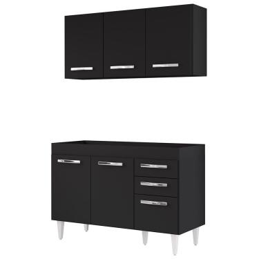 Imagem de Armário Aéreo Honduras e Balcão Gabinete sem Tampo 120cm Suécia Preto - Lumil