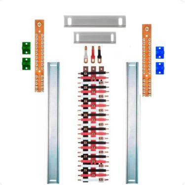 Imagem de Kit Barramento Trifásico Isolado 100A para 48 Circuitos com Placa de P