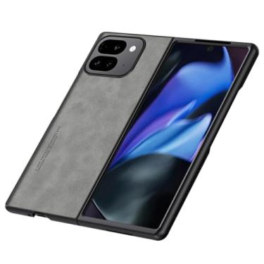 Imagem de LTLMYDAM Capa elegante para Google Pixel 10 Pro Fold, couro de pele de ovelha, ultrafina, leve, proteção contra quedas, cinza, 10 dobras profissionais