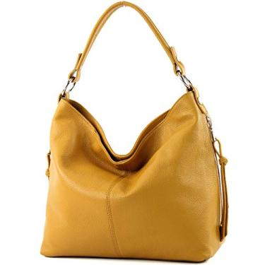 Imagem de modamoda de - T160 - Bolsa de ombro feminina italiana feita de couro, Mostarda amarela