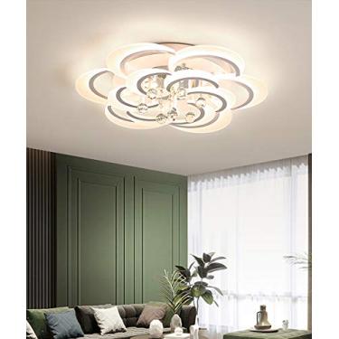 Imagem de Luminária de teto LED de bola de cristal, luminária moderna para sala de estar, design redondo criativo, luminária de teto branca para quarto, estudo, decoração de casa de campo, lustre de t