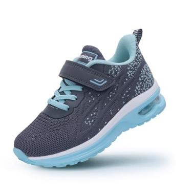 Imagem de AiEles Tênis de corrida esportivo infantil, respirável, esportivo, academia, para meninos e meninas, Azul-cinza, 10.5 Little Kid