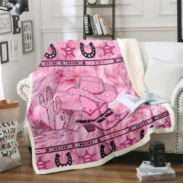 Imagem de Cobertor Erosebridal Pink Western Cowgirl Fleece 130x150cm