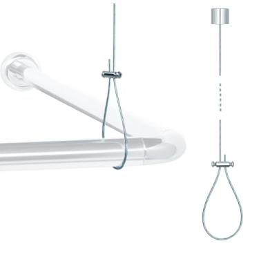 Imagem de Libaro Suporte de varão de cortina de chuveiro montado no teto – Suporte de suspensão de teto ajustável de 152 cm para hastes de chuveiro curvas, em forma de L e retas, suporte de aço inoxidável