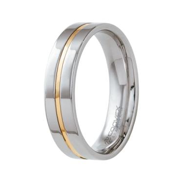 Imagem de Aliança de Aço Plus com Filete em Ouro 6mm