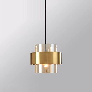 Imagem de YQSLQZZ Luminária pendente vintage para casa de fazenda, lustre pequeno de vidro decorativo de cabeceira, altura ajustável, para sala de jantar, bar, cozinha, ilha, pia, corredor