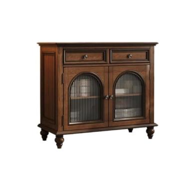 Imagem de URGDWEKJY Armário de buffet aparador retrô de madeira maciça armário de armazenamento de cozinha aparador de fazenda armário de café com função de armazenamento Aparador (P: 100 * 45 * 87,7 cm)