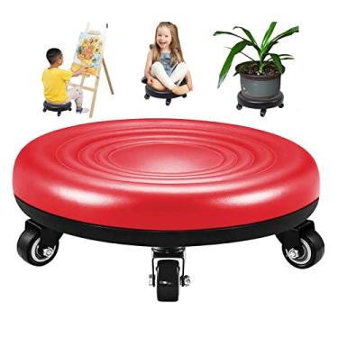 Imagem de LYECYGJL Banqueta de pedicure baixa para pedicure, banquinho pequeno com rodas para sentar para loja, garagem, jardim, banquinho portátil com rodinhas