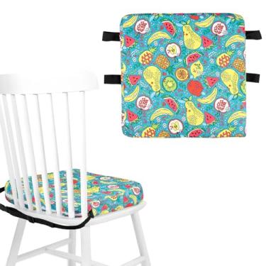Imagem de Assento infantil com cinto de segurança ajustável de 8 cm extra grosso macio almofada infantil lavável para mesa de jantar (pera de fruta)