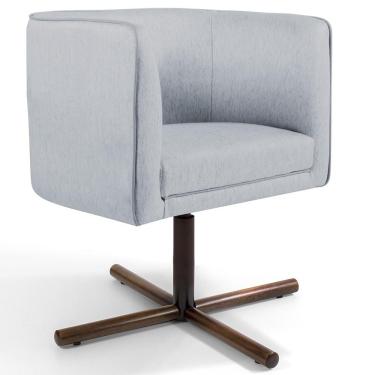 Imagem de Poltrona Decorativa Giratória Base X Betina D02 Linho Cinza D-315 - Lyam Decor