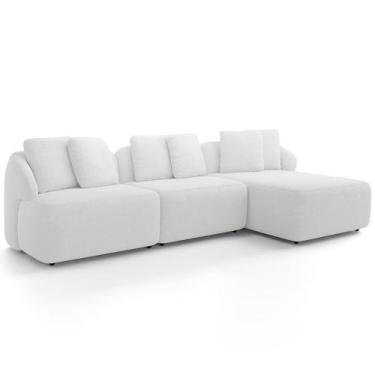 Imagem de Sofá 4 Lugares com Chaise Direito Sala Living 294cm Arlo F04 Bouclê Of
