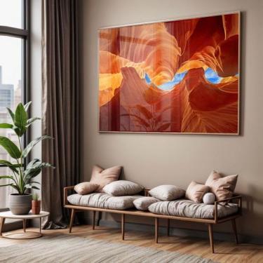 Imagem de Quadro com Moldura e Acrilico Cristal Vidro Sala Quarto Arte Moderna T