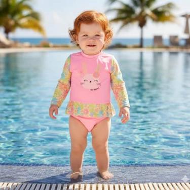 Imagem de Maiô Bebê Menina Infantil Manga Longa Proteção Solar Verão - Aymêe, Ro