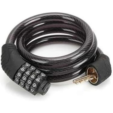 Imagem de Cadeado Para Bicicleta Bike Moto com Senha Combinação de Dígitos 8mm Aço Reforçado 65cm de Comprimento