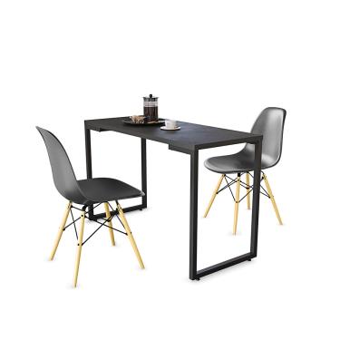 Imagem de Mesa de Cozinha Industrial Porto Preto 120 cm com 02 Cadeira Eiffel Preto - D'Rossi