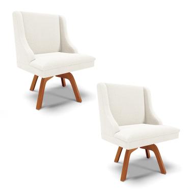 Imagem de Cadeira Sala de Jantar Giratória MM35 kit 2 Liz Bouclê Off White D03 - D'Rossi