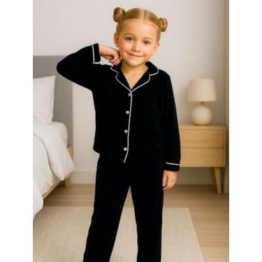 Imagem de Pijama Infantil Menina Inverno Americano Blusa com Gola e Calça - c12 