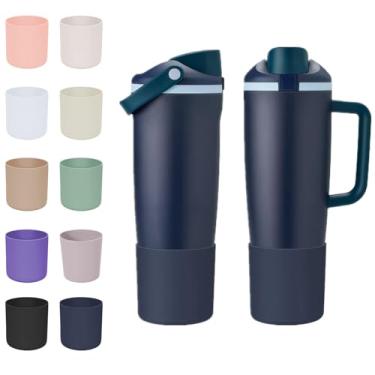 Imagem de CHEMLLC Botas protetoras de silicone para garrafas e copos FreeSip Sway Owala 850 g e 1,134 g, capa protetora antiderrapante para garrafa de água Owala (capitão do mar)