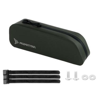 Imagem de Generic Bolsa para quadro dianteiro de bicicleta, bolsa para tubo superior de bicicleta, suporte reutilizável, de armazenamento para ciclismo, para lanterna, Verde Escuro