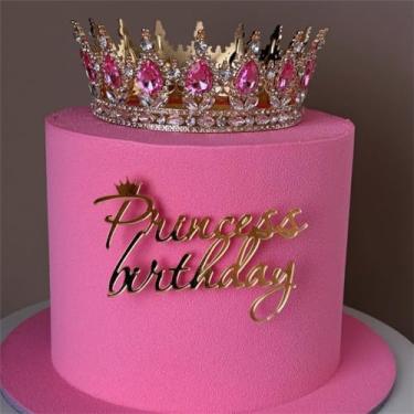 Imagem de LZGXZF Topo de bolo de aniversário de princesa de acrílico, coroa, topos de bolo de rainha, decoração de bolo de aniversário para casamento, aniversário, noivado, chá de panela, decorações de festa de