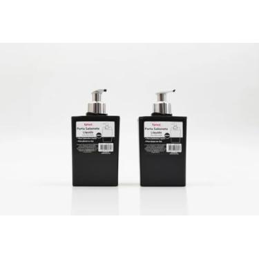 Imagem de Porta Sabonete Líquido Elegante Para Banheiro Cozinha Oferta Preto (Kit 2)