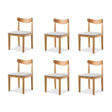 Imagem de Kit 6 Cadeiras Sala de Jantar Aurora Cinza/Marrom