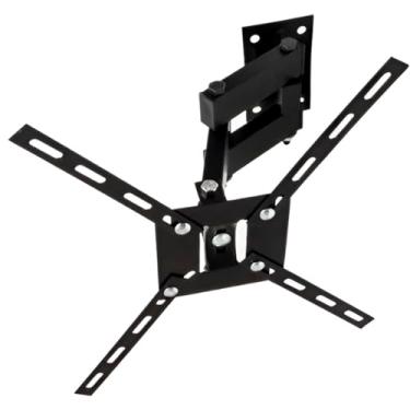 Imagem de Suporte de TV Tri-Articulado para Parede, Aço Preto, Compatível com TVs 10" a 56", Inclinação 15°, Suporta 40kg, Distância Ajustável 11-33cm