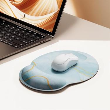 Imagem de Mouse pad de escritório com suporte de pulso em gel – Mouse pad ergonômico para jogos, descanso de pulso com base de borracha antiderrapante para escritório, laptop, computador