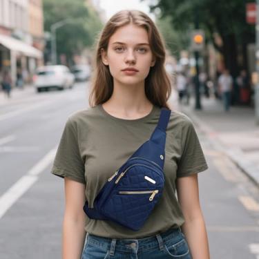 Imagem de Mochilas transversais com tiracolo, mochila de ombro antifurto, bolsas de peito de motocicleta, bolsa de mão única com alça, Azul, F, Casual