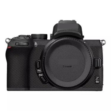 Imagem de Adesivo de capa de câmera Z 50 para Nikon Z50 película protetora de película protetora da pele e resistência ao desgaste Z50 (couro preto)