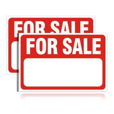 Imagem de Pacote com 2 adesivos de sinalização para venda, 30,5 x 20,3 cm, placa de venda para carros e veículos, autoadesivo para casa, barcos, grande espaço para caligrafia vermelha