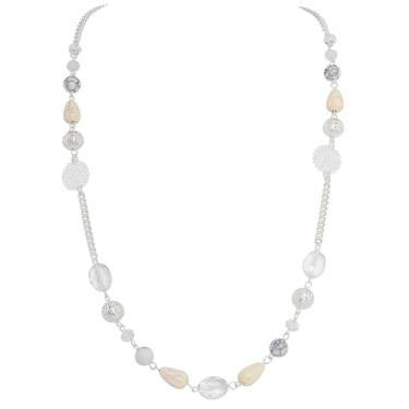 Imagem de Colar banhado a ouro com contas de madeira natural e cristal turquesa, No size, Liga de aço, Sem Pedra Preciosa