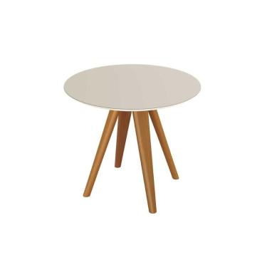 Imagem de Mesa De Sala Jantar Duna Premium Madeira Maciça C- Tampo Madeirado C- Vidro 120x120cm Carvalho-off White - Kappesberg