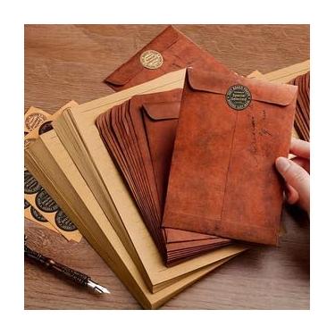 Imagem de 10 envelopes de papel kraft rústico para casamentos e festas - Envelopes de cartão de convite multiuso