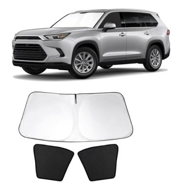 Imagem de Fannyc 3 peças persianas de janela de carro pára-brisas dianteiras sombra de janela dobrável ajuste personalizado para Honda Odyssey 2018-2024 acessórios persianas de carro para janelas dianteiras