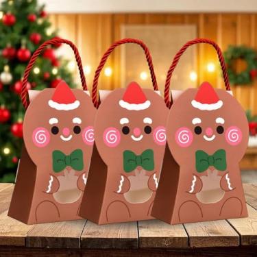 Imagem de 3 peças/conjunto de caixa de embalagem dobrável de biscoito doce de Natal 2026 festa de aniversário casamento Natal Ano Novo caixas de presente (homem de gengibre, 15,5 x 12 cm)