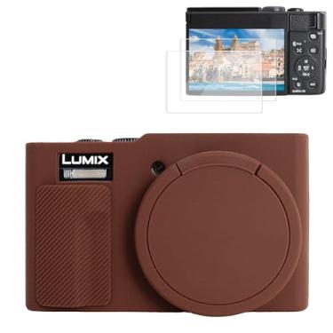 Imagem de Rieibi Capa de silicone para câmera Panasonic Lumix ZS99/TZ99 com 2 protetores de tela, Café, Funcional