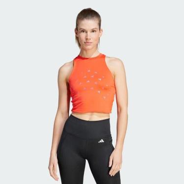 Imagem de Regata Cropped Estampada Logo Treino Brand - Adidas IM5035 Cor:;Tamanho:GG;Gênero:Mulher-Feminino