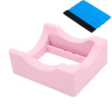 Imagem de Berço de copo de silicone pequeno, suporte de copo antiderrapante, suporte de copo de artesanato com raspador, para criar copos Use para adicionar decalques para copos (Rosa)