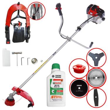 Imagem de Roçadeira Com Sistema Anti-Vibração Toyama RT43-L 10.000rpm 43cc 1,7HP Completa Com 5 Opções de Cortes, Carretel de Nylon e Kit 4 Facas + ÓLEO STIHL