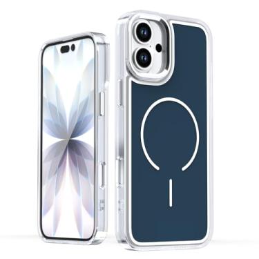 Imagem de COTDINFOR Capa magnética para iPhone 16 Plus, compatível com controle de câmera MagSafe TPU transparente e traseira fosca suave antiimpressão digital à prova de choque para iPhone 16 Plus 6,7