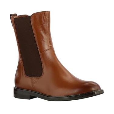 Imagem de JATAREA Bota feminina de couro autêntico – Preta | Botas Chelsea acolchoadas modernas para mulheres | Sapatos confortáveis de cano baixo com sola sintética | Longa duração e uso o dia todo, Jatarea Bela- Conhaque, 7