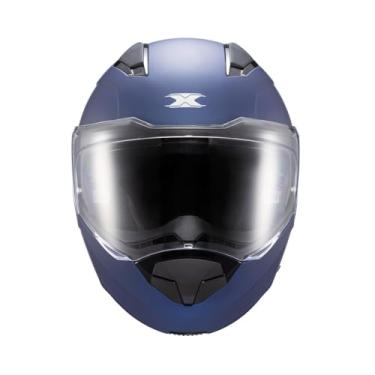 Imagem de Kit Capacete Texx Escam Kratos Solid Azul Escuro Com Luvas Pista V2 Azul Xll 5Xl