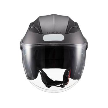 Imagem de Kit Capacete Aberto Texx Uguello Solido Chumbo Com Luva New Shoot Preta 4Xl