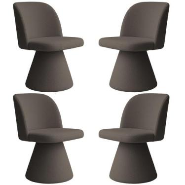 Imagem de Kit 04 Cadeiras de Jantar Base Fixa Liz Bouclé Marrom - Nexta Casa