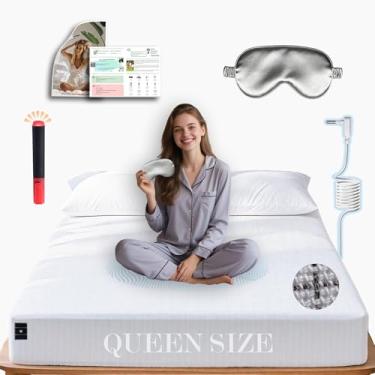 Imagem de Ali King Lençóis de aterramento – Queen Size, algodão macio com fibra prateada, 38 cm com bolso profundo e aterramento terrestre para melhorar o sono (branco, Queen 152 x 203 x 38 cm)